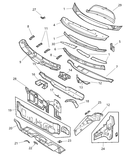 2001 Dodge Caravan COWL Panel-COWL And PLENUM Diagram for 4860869AB