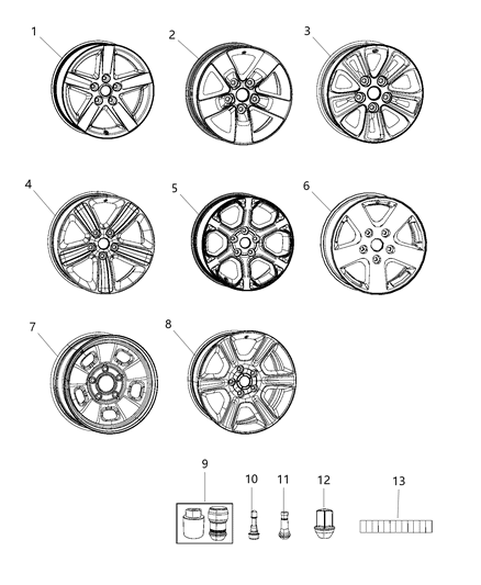 2020 Ram 1500 Classic Wheels & Hardware Diagram 1