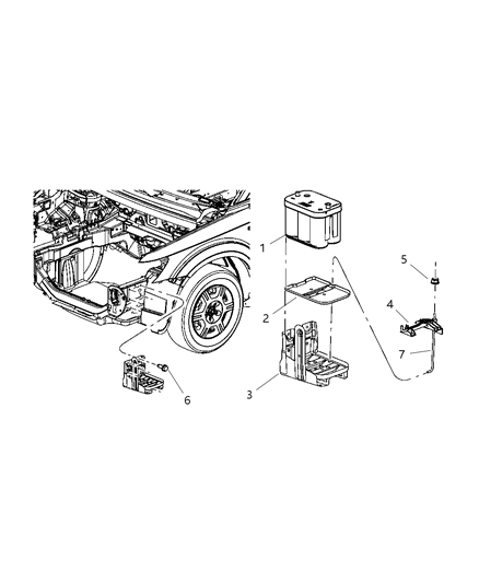 2009 Dodge Journey Battery Tray & Support Diagram