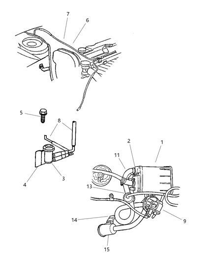 1999 Dodge Stratus Vacuum Canister & Leak Detection Pump Diagram