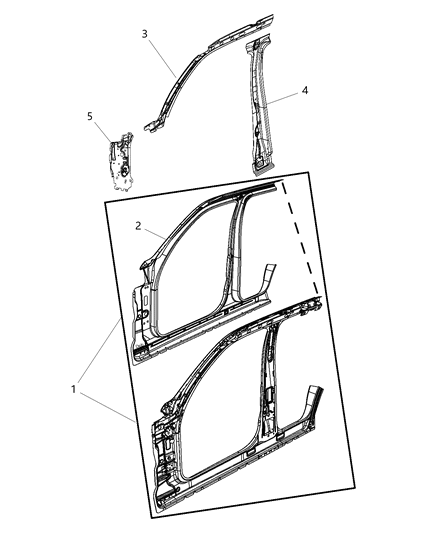 2011 Jeep Liberty Panel-Body Side Aperture Outer Diagram for 68030748AA