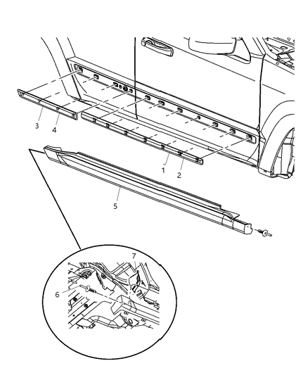 2006 Jeep Grand Cherokee Cladding & Sill Moldings Diagram