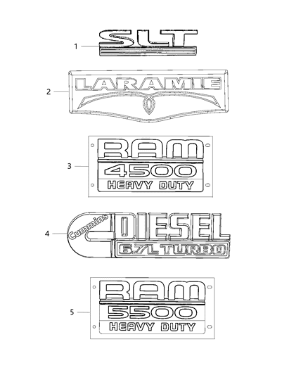 2013 Ram 5500 Nameplates - Emblem & Medallions Diagram