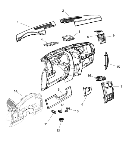 2010 Jeep Liberty Cover-Instrument Panel Diagram for 1EP86DK7AE