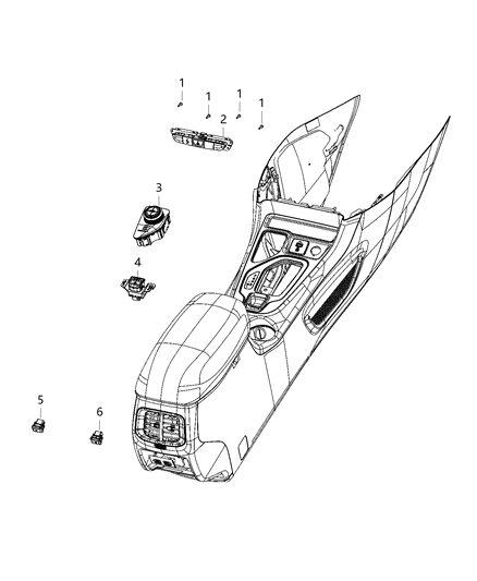 2021 Jeep Cherokee Switches - Console Diagram