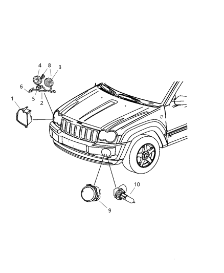 2007 Jeep Grand Cherokee Lamp - Front End Diagram