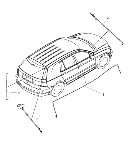 2007 Chrysler Pacifica Antenna-Base Cable And Bracket Diagram for 5064264AB