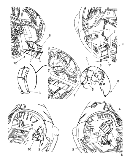 2001 Chrysler PT Cruiser Shields - Fenders Diagram