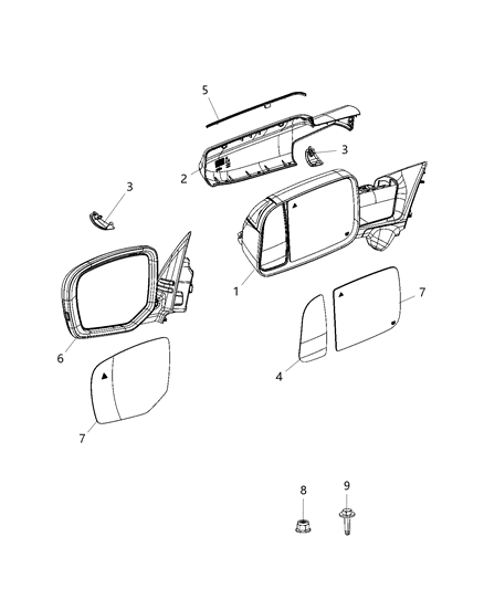 2020 Ram 2500 Door Mirror Left Diagram for 68374942AD