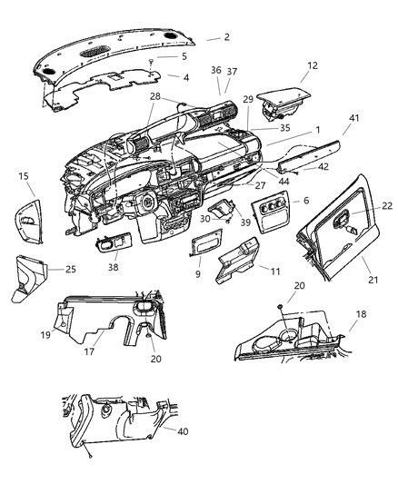 2005 Dodge Stratus Bezel-Instrument Panel Diagram for SC38ZP7AG