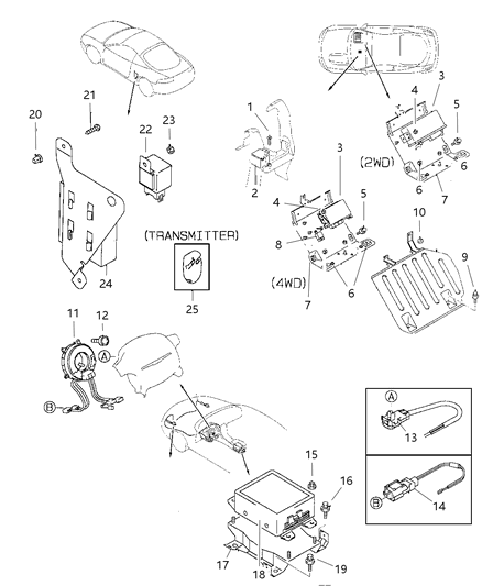 1998 Dodge Avenger Relays - Sensors - Control Units Diagram 3