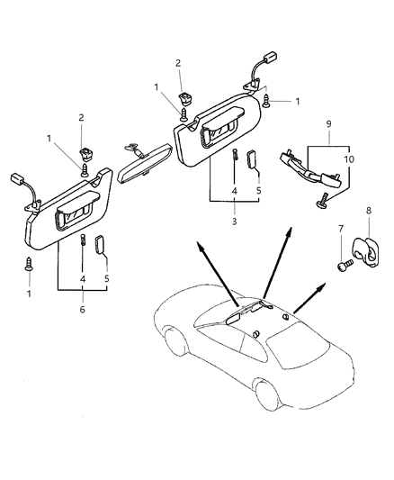 2000 Chrysler Sebring Coupe Sunvisors Diagram