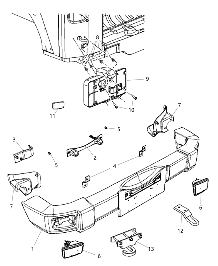 2007 Jeep Wrangler Bumper-Rear Diagram for 1BD22RXFAC