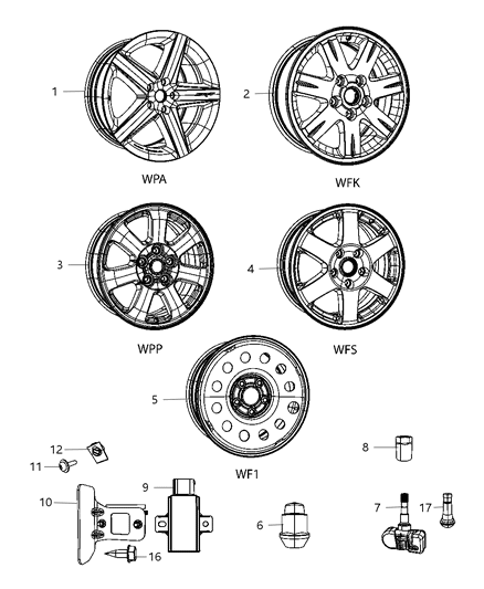 2010 Jeep Grand Cherokee Aluminum Wheel Diagram for 1JZ34PAKAA