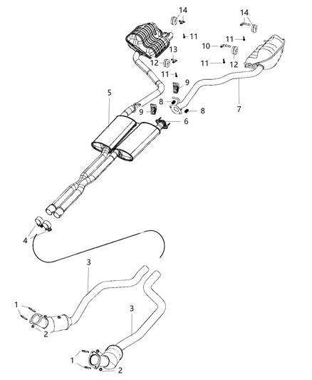 2018 Dodge Charger Front Catalytic Converter And Pipe Diagram for 68057164AH