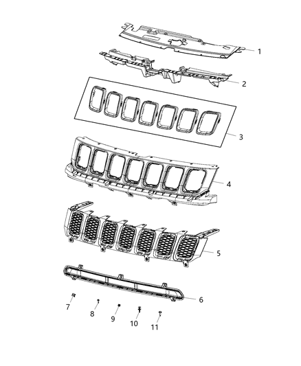 2018 Jeep Compass Grille-Radiator Diagram for 6BA20TZZAB