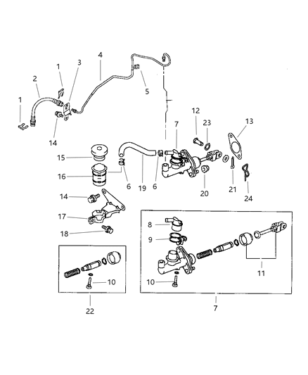 1999 Chrysler Sebring Coupe Clutch Controls & Related Parts Diagram