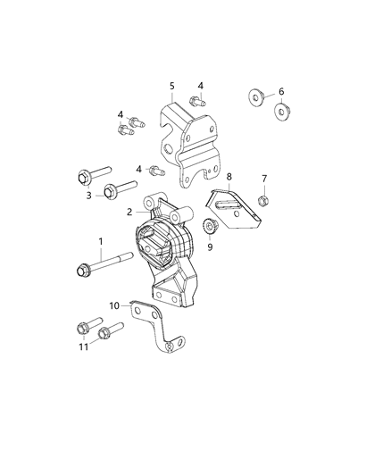 2013 Ram 1500 Bracket-Engine Mount Diagram for 55366767AD