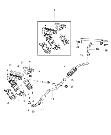 2021 Jeep Cherokee Exhaust Muffler Diagram for 68286398AB