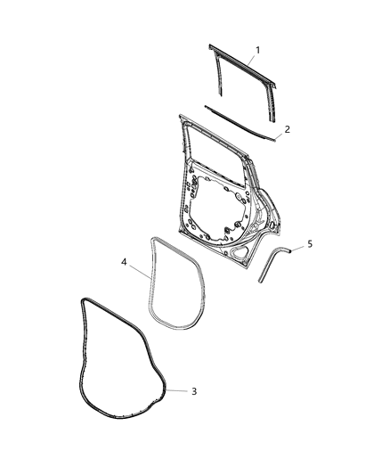 2016 Jeep Renegade Weatherstrips - Rear Door Diagram