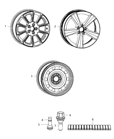 2013 Dodge Dart Wheels & Hardware Diagram