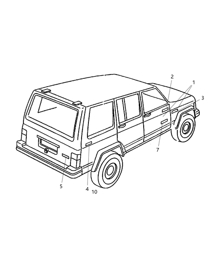 2000 Jeep Cherokee Decal Diagram for 55156023AA