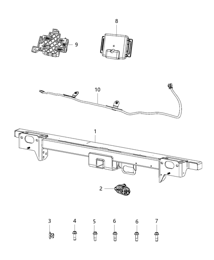 2021 Ram ProMaster 1500 Tow Hooks & Hitches, Rear Diagram