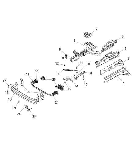 2016 Jeep Renegade Rail-Frame Front Diagram for 68306731AA