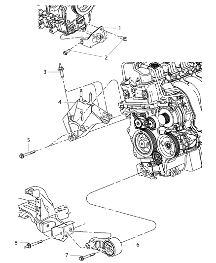 2005 Chrysler PT Cruiser Isolator & Bracket Assy Diagram