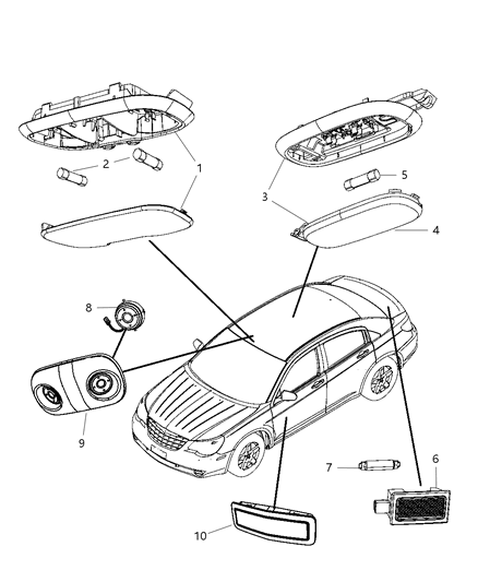 2009 Chrysler Sebring Lamp-Reading Diagram for 1FA921W1AA