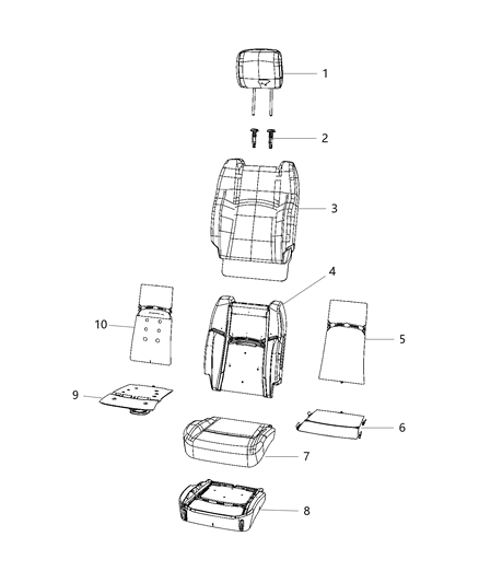 2020 Ram 3500 Front Seat Cushion Cover Diagram for 7BA61HL1AA