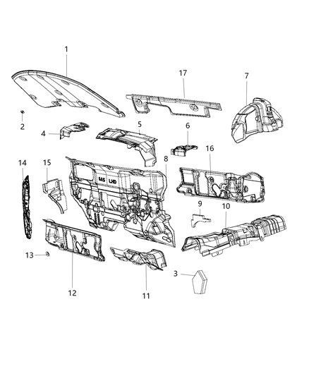 2017 Dodge Journey SILENCER-WHEELHOUSE Diagram for 5023874AB