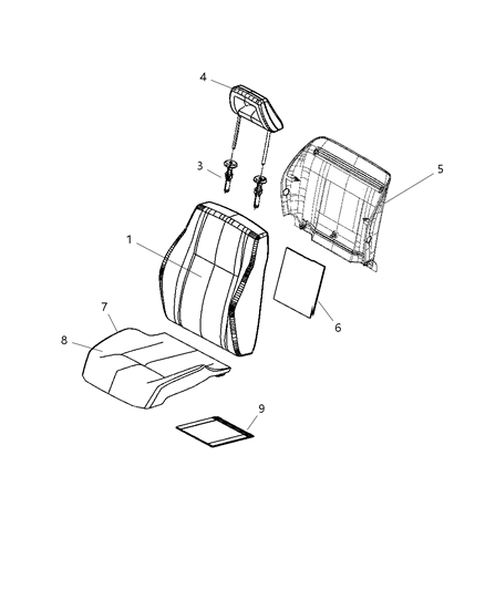 2009 Dodge Caliber Front Seat Cushion Cover Diagram for 1LV011DVAA