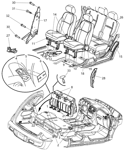 2002 Chrysler PT Cruiser Latch-Seat Diagram for ZY791FLAA