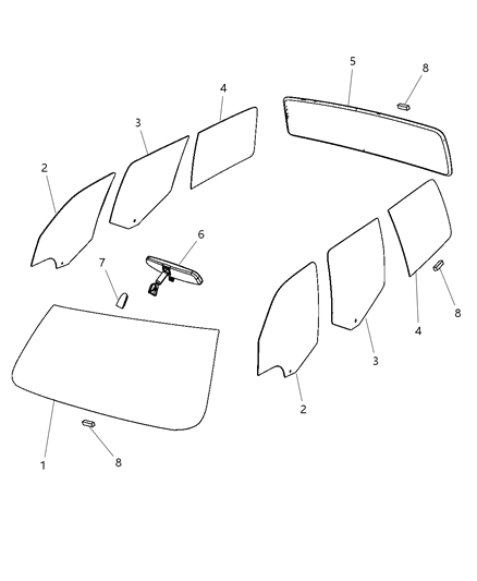 2010 Dodge Nitro Glass-Quarter Window Diagram for 55360884AC