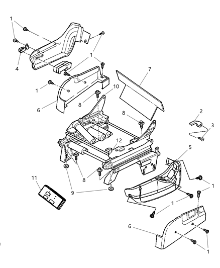 2007 Dodge Caravan Front Seat - Attaching Parts Diagram 2