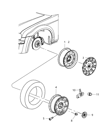 2005 Dodge Magnum Wheel Center Cap Diagram for 4895900AA