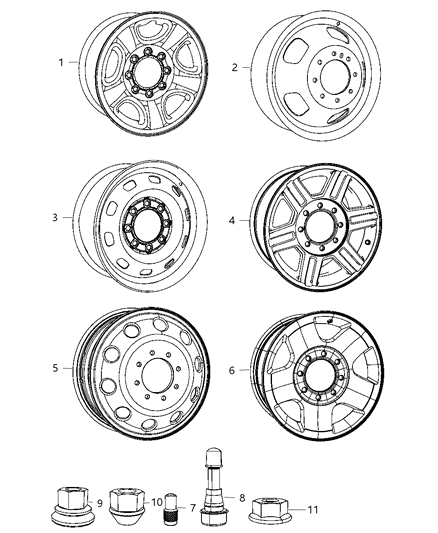 2011 Ram 3500 Wheels & Hardware Diagram