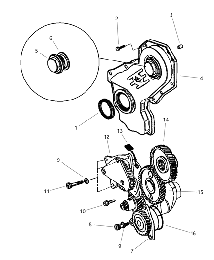 1999 Jeep Grand Cherokee Timing Gear & Cover Diagram 1