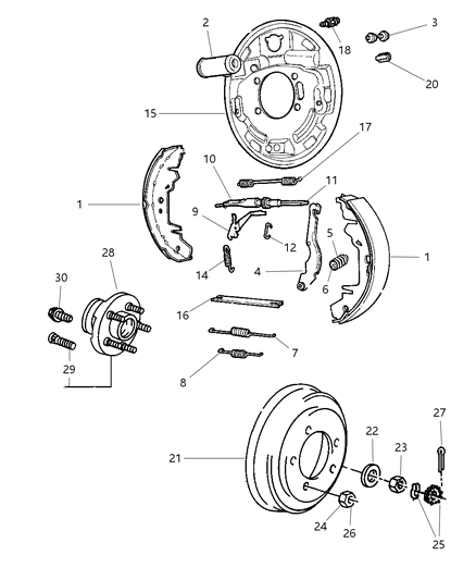 2003 Dodge Caravan Brakes, Rear Drum Diagram