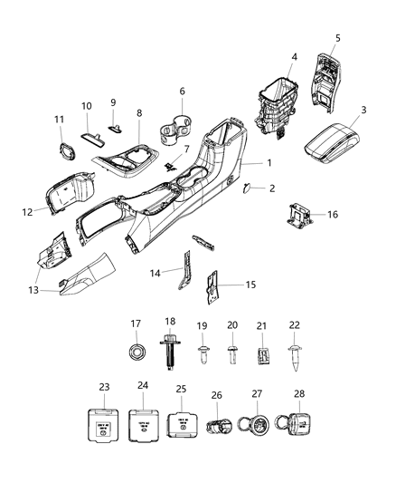 2019 Jeep Compass Bezel-Console Diagram for 6EZ73DX9AD