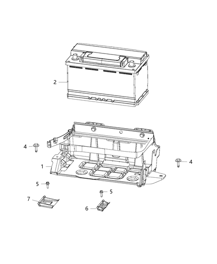 2015 Dodge Charger Battery Tray & Support Diagram
