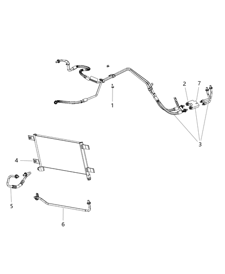 2016 Ram 3500 Cab Chassis Transmission Oil Cooler & Lines Diagram 2