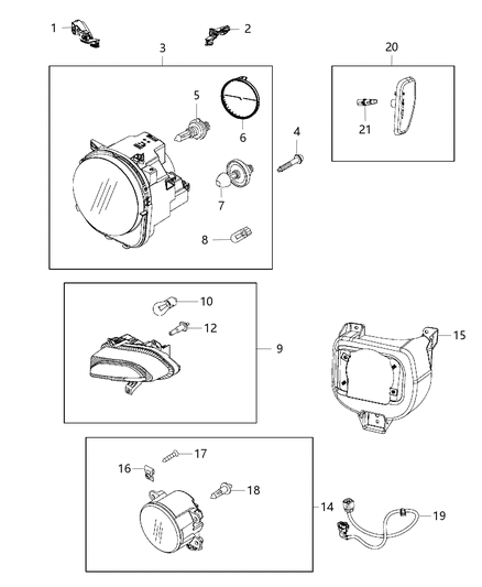 2016 Jeep Renegade Bulb Diagram for 68150122AA