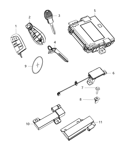 2012 Dodge Dart Key-Blank Diagram for 68166319AA