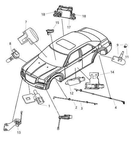 2007 Chrysler 300 Sensors - Body Diagram