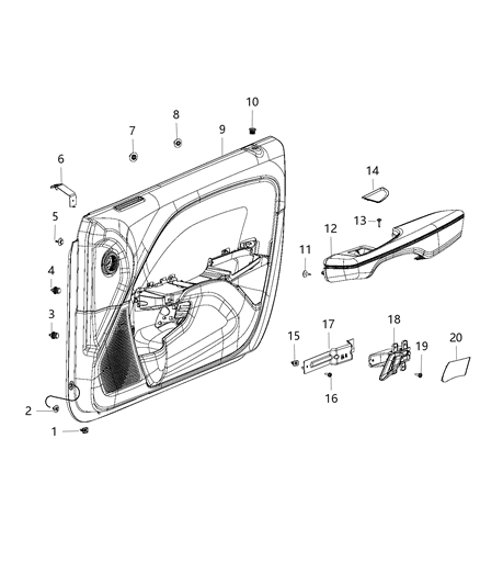 2019 Dodge Challenger Front Door Trim Diagram for 5SL773VXAI