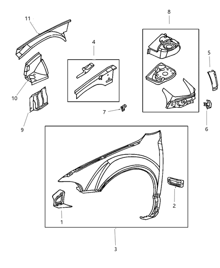 1997 Chrysler Cirrus Fender & Shield Diagram