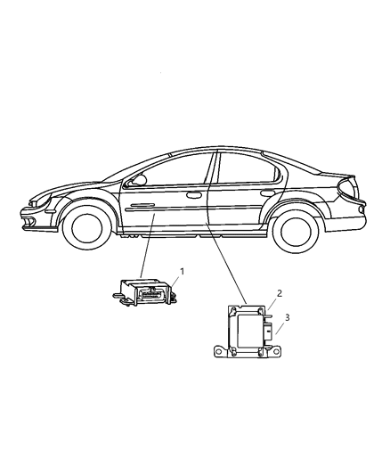 2005 Dodge Neon Air Bag Modules & Sensors Diagram