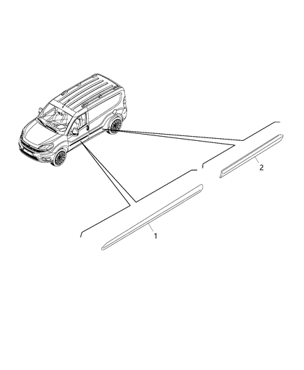 2018 Ram ProMaster City Exterior Ornamentation, Moldings & Claddings Diagram